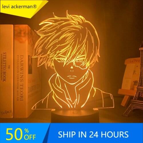 Anime My Hero Academia Shoto Todoroki Face Design Led Night Light Lamp for Kids Child Boys Bedroom Decor Acrylic Table Lamp Gift