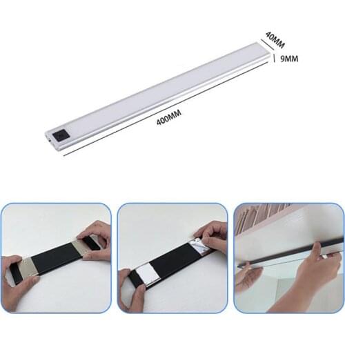 40cm Ultra-Thin Cabinet Light Hand Human Body Induction Sensor USB Charging Free Wiring Stepless Dimming Night Light White Light