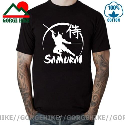 GorgeHike Cool Powerful Japanese Samurai Warrior T shirt men Ninja Soldier Black White T-shirt Japanese Bushido Spirit Tee shirt