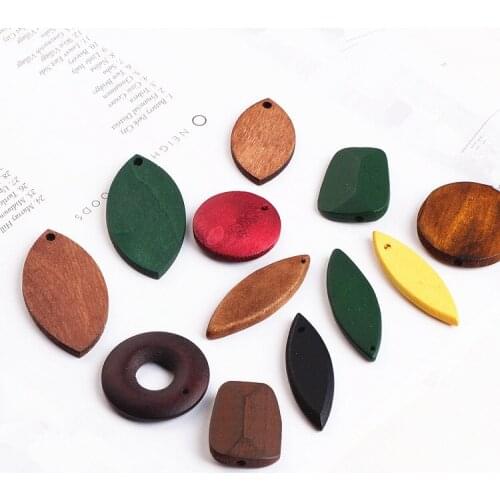 DIY handmade jewelry accessories Korean wood ring leaf disc pendant earrings earrings geometric material