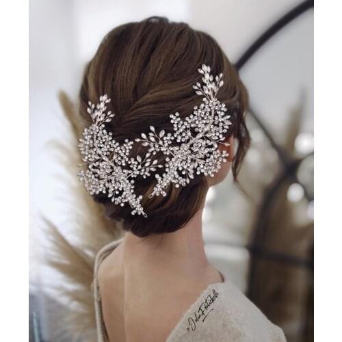 100% Handmade Crystal Wedding Tiara Bridal Crown Bride Hair Accessories Jewelry Women Headpieces Bridal Hair Vine Clip For Party
