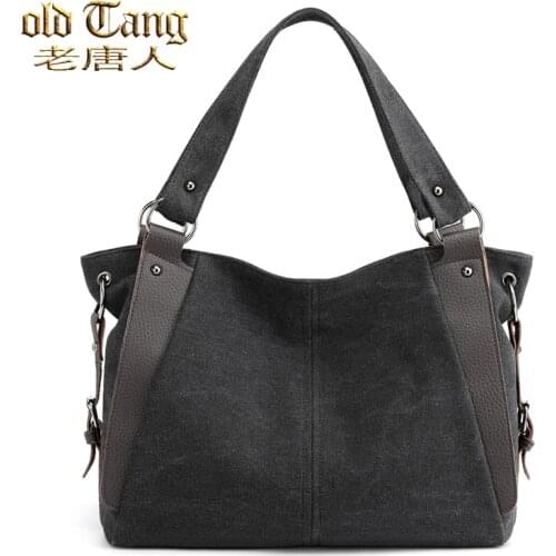 OLD TANG Retro Trend Canvas Shoulder Bags for Women 2021 Solid Color Casual Handbag Korean Style The Wild Simple Crossbody Bag