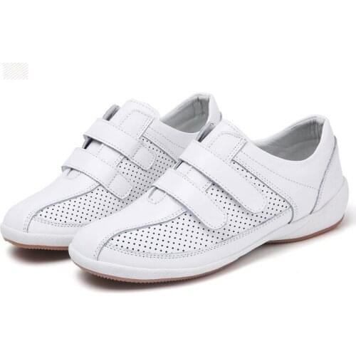 New split leather small white shoes womens soft and comfortable flat sole womens single shoes large size shoedt