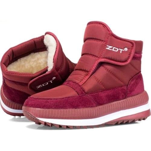 Women snow boots 2021 fashion solid non-slip waterproof winter boots women boots plush warm women shoes hook&loop ankle boots