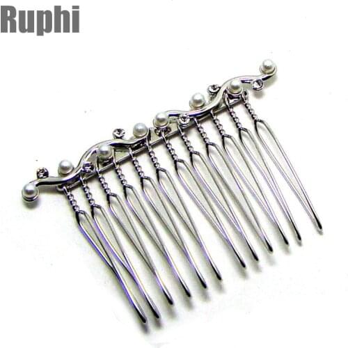 Womens party prom headwear jewelry accessory crystals pearl wave decor fashion twin hair comb accessories 6PRS x