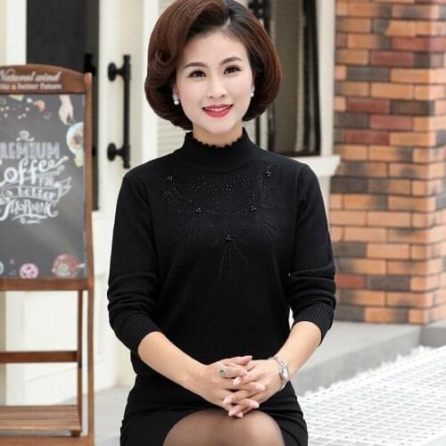 New Arrivals 2019 Autumn Winter Long-sleeved Wool Pullover Bottoming Knitting Garment Middle Age Woman Fashionable Sweater PL12