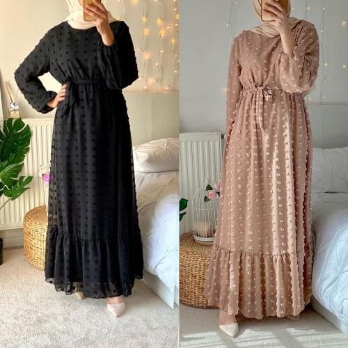 Ramadan Abaya Long Robe Women Muslim Arab Maxi Dress O-Neck Kaftan Islamic Jilbab Long Sleeve Kaftan Turkish Vintage Ladies Robe