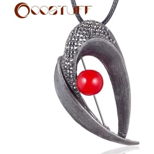 Vintage Jewelry Long Necklace for Women Geometric Red Bead Pendants Rope Chains Jewellery Suspension Chokers Accessories 2021