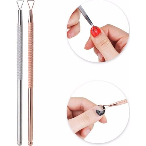 1PC Nail Rod Stainless Steel Triangle Stick Nail Pusher Gel Removal Cleaner for Removing Polish 2 Way Use Cuticle Manicure Art