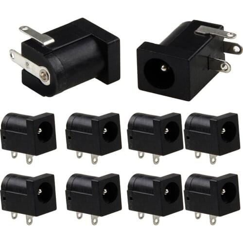 10pcs 5.5 x 2.1mm DC Power Supply Socket Female Jack Plug Port Connector Black