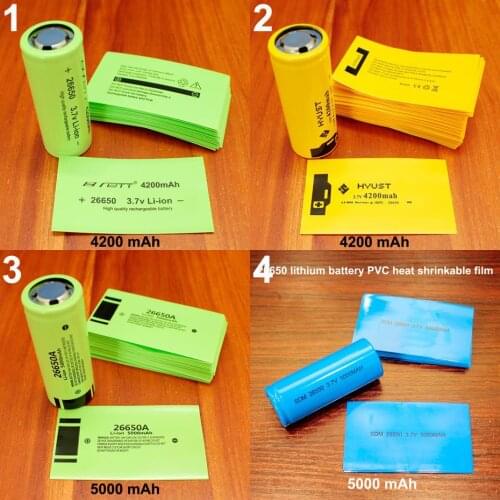100pcs/lot Lithium Battery PVC Plastic Casing 26650 Battery Special Capacity Label Insulation Shrink Film Heat Shrink Tubing