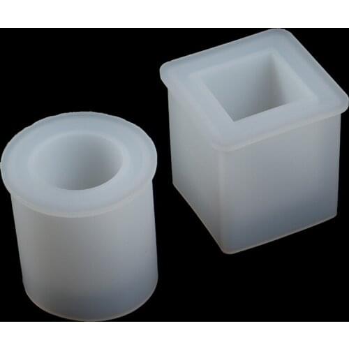 2pcs DIY Storage Pen Holder Clay Silicone Mold Round Square White Moulds For Flower Pot Pen Holder Brush Pot Decorations