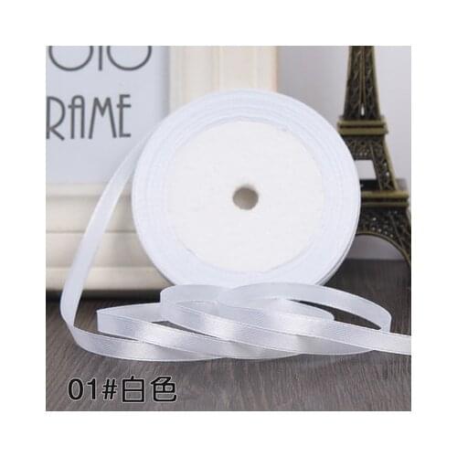 25 Yards 1/4" 6mm White Beige Single Face Satin Ribbon Gift Packing Christmas Ribbons Wedding Party Decorative Crafts Ribbons