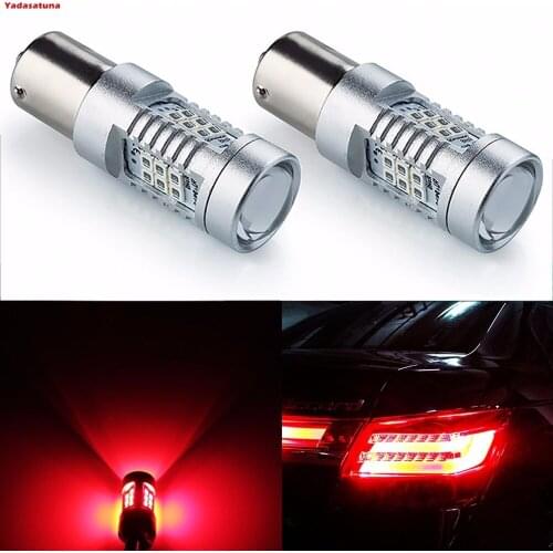 2x7528 1157 BAY15D 1034 Red LED Bulbs 2835 21SMD 80W High Power 12V Lens LED Turn Signal Back Up Reverse Tail Brake LED Light