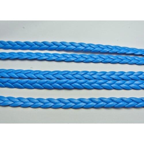 32.8 Feet Blue Flat Braided Leatherette String Jewelry Cord Flat Woven 5X1mm