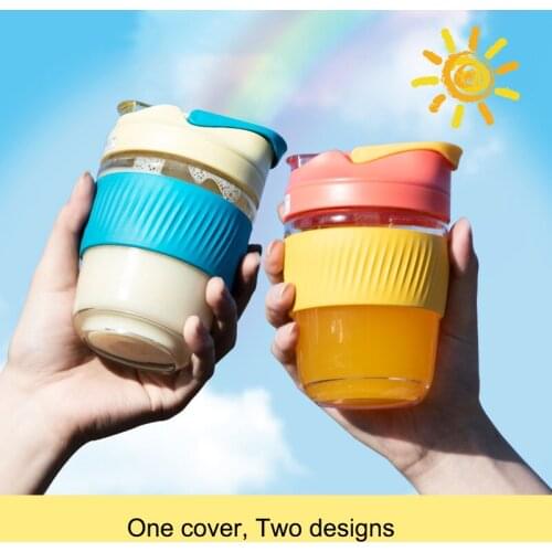 350/500ML Coffee Mug Pipette Leak Proof Coffee Cup Lovely Glass Cup With Cover Silicagel Hot Resistant Portable Water Cup