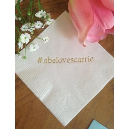 50pcs Personalized Napkins baby shower Wedding Napkins Hashtag Hash Tag Custom Beverage Luncheon Dinner Guest Towels Avail