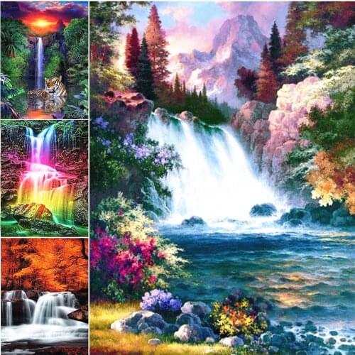 5D Diamond Painting Landscape Waterfall DIY Full Square Diamond Embroidery Cross Stitch Mosaic Rhinestone Picture Decor Gift