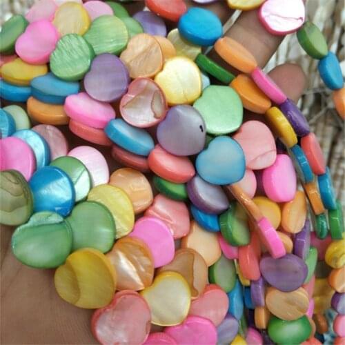 60PCS Multi Colors Shell String Heart Shape 13MM For Lovely Women Bracelets Making Findings Free Shipping