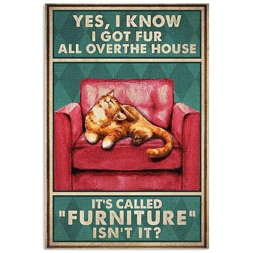 Yes I Know Igot Fur All Overthe House Metal Tin Sign Retro Wall Decor and Tin Signs for Home Bar Coffee 12"x8" Inch