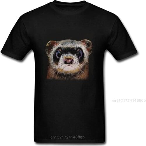 Cheap Mens T-shirts FERRET T Shirt Printed Tops Kawaii Shirt 100% Cotton Short Sleeve Birthday Clothing Crewneck Free Shipping