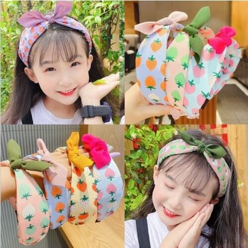 Children Cute Colors Printed Fruits Hair Hoop Doesn't Hurt Hair Hairbands Girls Lovely Bow Ears Headbands Kids Hair Accessories