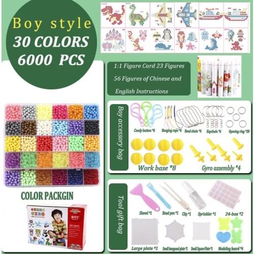 DIY water spray 6000pcs Picture book Refill Beads puzzle Crystal beads set ball games 3D handmade magic toys for children