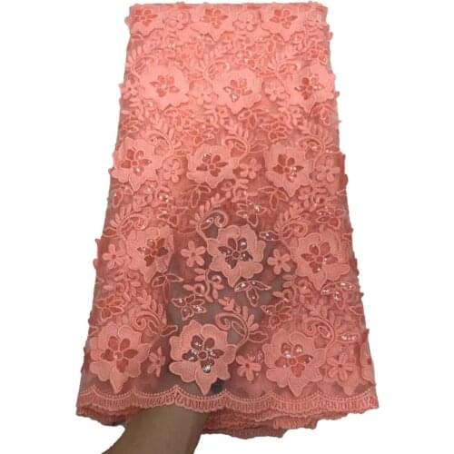 Hot Sale French Lace Fabric 5 Yards Nigeria Lace Fabric With Sequins High Quality African Tulle Lace Fabric For Wedding Party