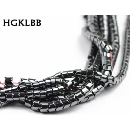 HGKLBB Natural Black Hematite Stone Beads 7/5MM Gear Shape charms Loose Spacer beads For Jewelry making bracelet accessories DIY
