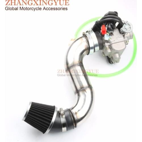 PD24J Carburetor & Refit 42mm Air Filter & S Connector for GY6 125cc 150cc 152QMI 157QMJ Scooter ATV Karting