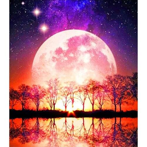 Sunset Lake Scenery DIY Diamond painting sunset landscape Diamond Embroidery Sunset Scenic Rhinestone Mosaic Painting GJ313