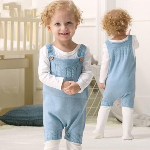 Newborn Baby Boys Knitted Clothes Baby Boys Rompers Suspenders Jumpsuit Autumn Baby Girls Rompers Cotton Infant Baby Girl Romper