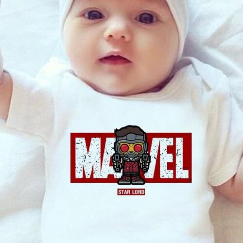 The Avengers Star-Lord Print Infant Bodysuits Loose Newborn Clothes Summer Brothers and Sisters Baby Romper Toddler Jumpsuit