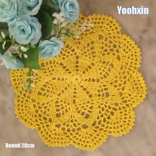 HOT Lace Round cotton table place mat dish pad Cloth crochet placemat cup mug wedding tea coaster handmade drink doily kitchen