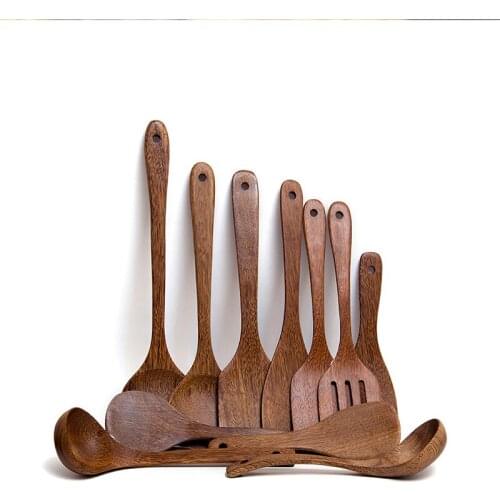 Solid Wood Kitchenware Japanese Environmentally Friendly Non-stick Pan Cooking Spatula Soup Spoon Household Kitchen Supplies