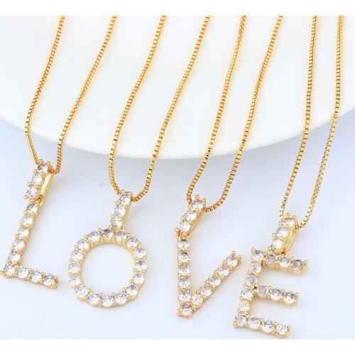 Ice out A-Z Letter Initial Pendant Necklace Gold Color Box Chain Choker Necklace Female Fashion Statement Name Jewelry