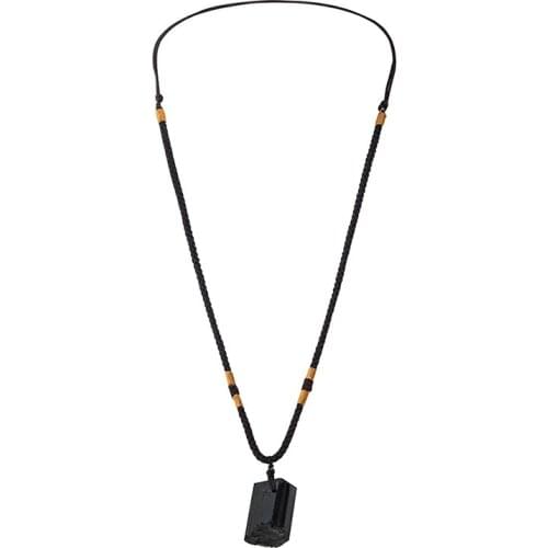 Fashion Natural Black Tourmaline Stone Necklace Crystal Black Tourmaline Pendant Original Stone Ore Specimen Jewelry Accessories