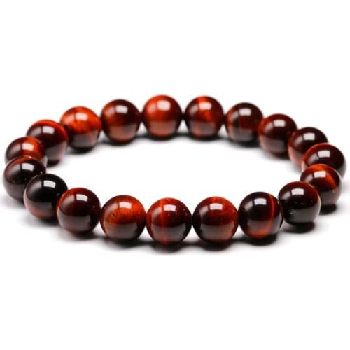 Natural Stone Beads Red Tiger Eye Bracelet Strand Beaded Mens Buddha Bracelet For Women Male Yoga Handmade Jewelry
