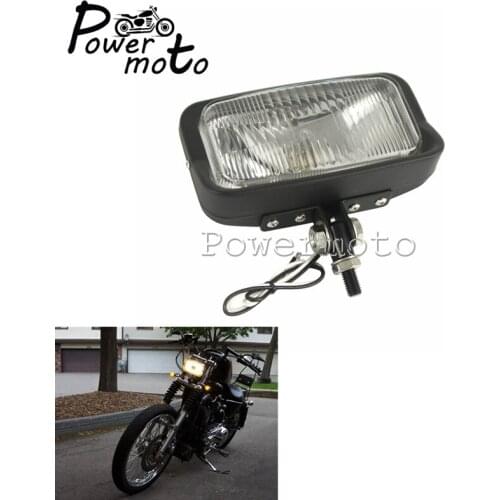 Solid Retro Styled Rectangular Motorcycles Headlight for Harley Cruisers Bobber Cafe Racer Vintage Amber Light Custom Head Lamp