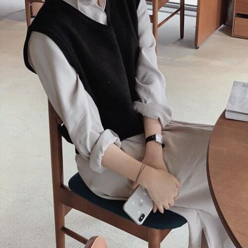 New Spring Autumn 2 Piece Suit Sleeveless Sweater Vest Women Dresses Female Girls Dress Suits Robe Femme Vestido Sell Separately