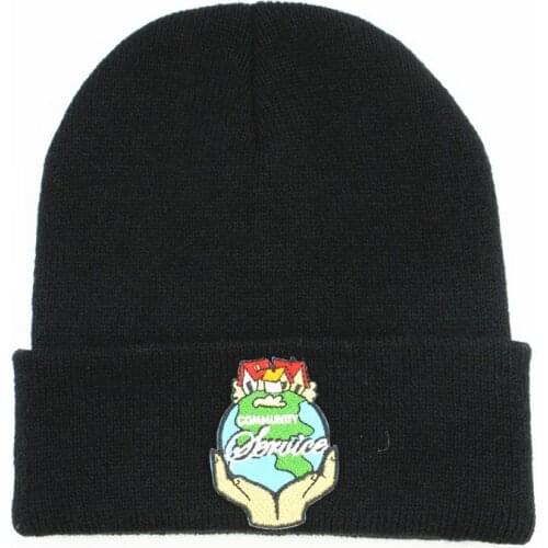 LDSLYJR Cotton Earth embroidery Thicken knitted hat winter warm hat Skullies cap beanie hat for men and women 389