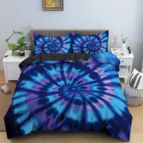 Rainbow Tie Dye Bedding Vibrant Color Spirals Tie Dye Design Boy Girls Boho Bedding Set Quilt Cover Deluxe Room Decor for Adults