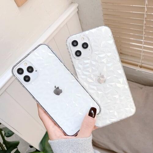 High quality Transparent diamond soft silicon phone case for apple iphone 12 MiNi 7 8 Plus X XS XR MAX 11 Pro Water cover coque