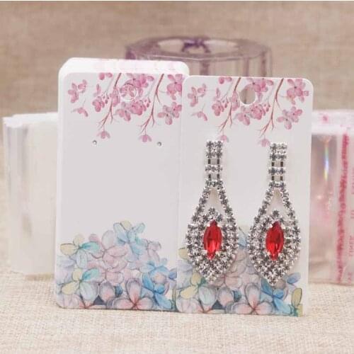 4*9CMnew arrival pink paper earring card tag white/kraft flower marbel desig earring tag DIyThank you jewelry earring tag 100pc