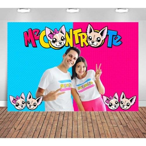 Blue Pink ME CONTRO TE Photography Backgrounds Youtube Backdrops Kids Birthday Party Photocall Buon Compleanno Custom
