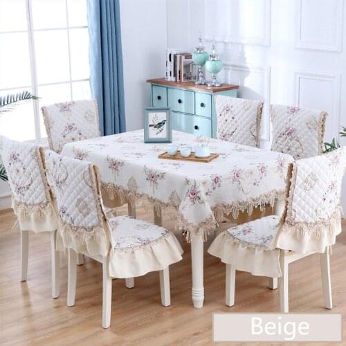 Print Chenille Table Cloth Chair Cover Household European Rectangular Tablecloth Tea Table Cloth With Fringed Edge 3 Colors W