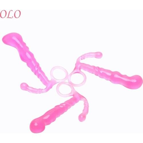 OLO Masturbation Prostate Massager with Pull Ring Anal Plug Butt Plug Sex Toys for Men Women Colorful Crystal Jewelry S/M/L