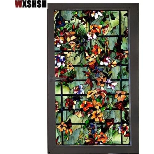 200cm Length Static Cling Window Film Camellia PVC Private Bathroom Decor Glass Sticker For Bathroom Bedroom Kitchen Living Room