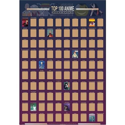 Decoration Home Top 100 Anime Movie Scratch Off Poster Anime Bucket List Premium Artistic Icons Great Gift For Anime E