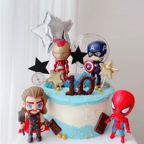 Birthday Cake Decoration Avengers Cake Decoration Plastic Spiderman Superhero Iron Man Captain America Decoration